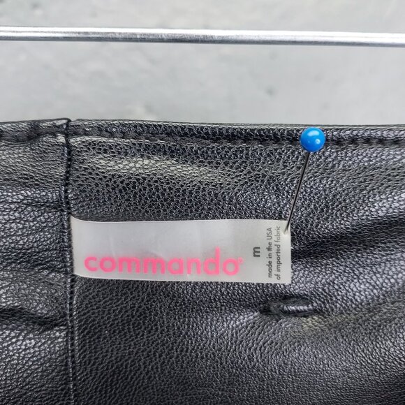 COMMANDO Faux Leather Pants Women's M Paper Bag Tie Waist Crop Trouser Black - Picture 7 of 12